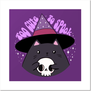 Too cute to spook a cute halloween black cat Posters and Art
